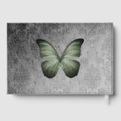 Groene  vlinder Damask bruiloft Gastenboek (Achterkant)
