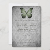 Groene  vlinder Damask bruiloft Kaart (Voorkant)