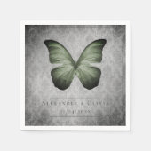 Groene  vlinder Damask bruiloft Servet (Voorkant)