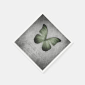 Groene  vlinder Damask bruiloft Servet (Hoek)