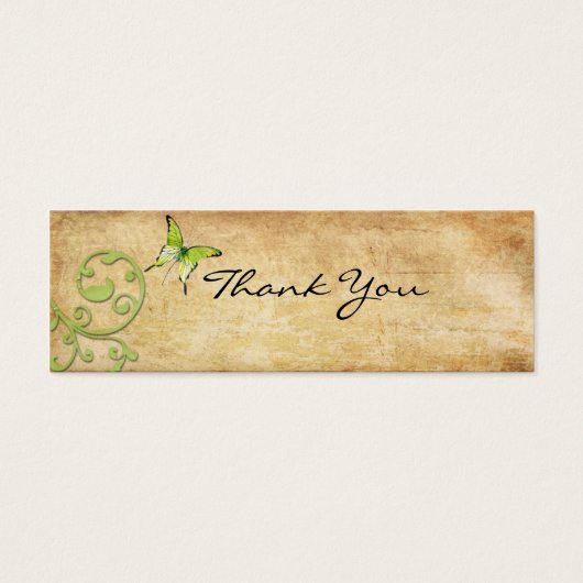  groene vlinder dank u nota mini visitekaartjes (Voorkant)