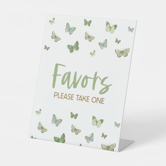 Groene Vlinder Feest Favorieten Tafel Bord Reclamebord Met Voetstuk (Voorkant)