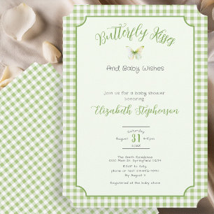 Groene Vlinder Kusjes en Baby Wensen Baby Shower Kaart