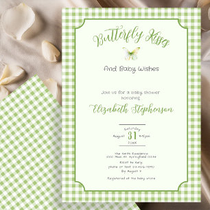 Groene Vlinder Kusjes en Baby Wensen Baby Shower Kaart