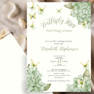 Groene Vlinder Kusjes Waterverf Baby Shower Kaart