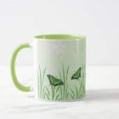 Groene vlinder lichtgroen - romantisch mok (Links)