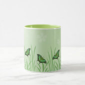 Groene vlinder lichtgroen - romantisch mok (Midden)