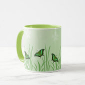 Groene vlinder lichtgroen - romantisch mok (Voorkant links)