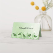 Groene vlinder met lichtgroen - bruiloft plaatskaartje (Achterkant)