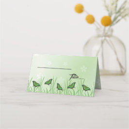 Groene vlinder met lichtgroen - bruiloft plaatskaartje