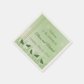 Groene vlinder met lichtgroen - bruiloft servet (Hoek)