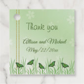 Groene vlinder met lichtgroen - trouwdank je wel bedankjes labels (Voorkant)