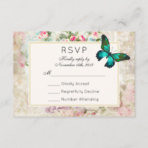 Groene Vlinder op  Collage Wedding RSVP