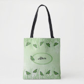 Groene vlinder op lichtgroen - aanpasbaar tote bag (Voorkant)