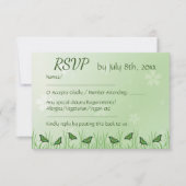 Groene vlinder op lichtgroen  -  RSVP kaartje (Voorkant)