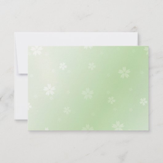 Groene vlinder op lichtgroen  -  RSVP kaartje (Achterkant)