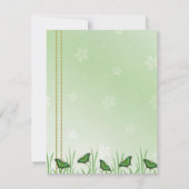 Groene vlinder op lichtgroen, tafel zitkaart notitiekaartje (Achterkant)