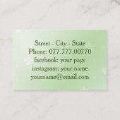 Groene vlinder op lichtgroen - visitekaartje (Achterkant)