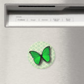Groene Vlinder op Patroon Magneet (Insitu (Vaatwasser))