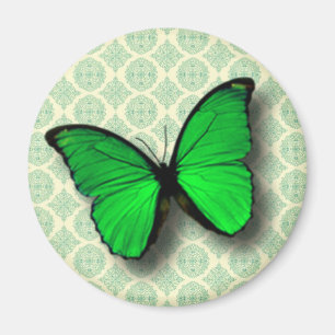 Groene vlinder op patroon magneet