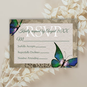 groene vlinder Quinceañera RSVP-kaart Advieskaart