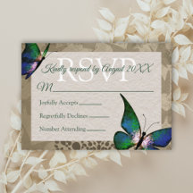  groene vlinder Quinceañera RSVP-kaart