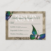  groene vlinder Quinceañera RSVP-kaart Advieskaart (Voorkant)