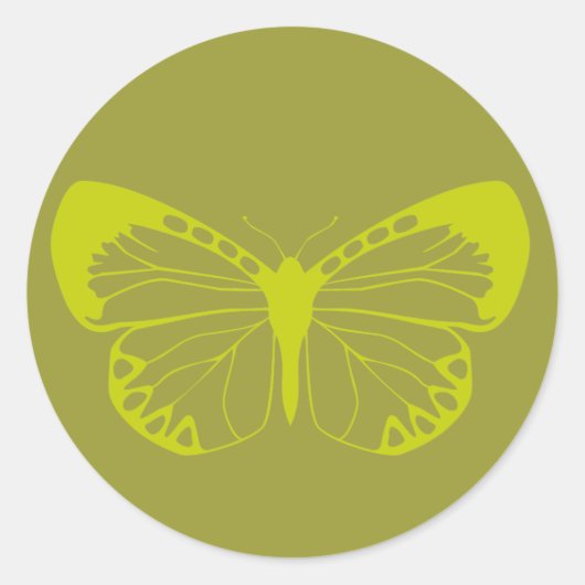Groene vlinder ronde sticker (Voorkant)