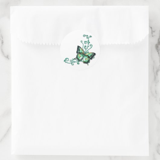 groene vlinder ronde sticker (Tas)