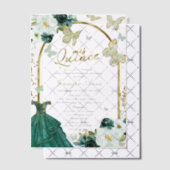 Groene Vlinder Spaanse Quinceanera Vellum Uitnodigingen (Offset (Uitnodiging))