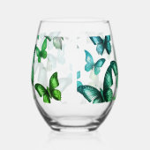 Groene Vlinder Steelglas Wijn Glas (Links)
