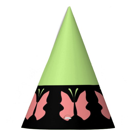 Groene vlinder verjaardagsfeestje feesthoedjes (Links)