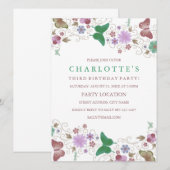 groene  vlinder | verjaardagsuitnodiging kaart (Voorkant / Achterkant)