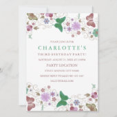 groene  vlinder | verjaardagsuitnodiging kaart (Voorkant)