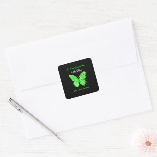 Groene vlinder vierkante sticker (Envelop)