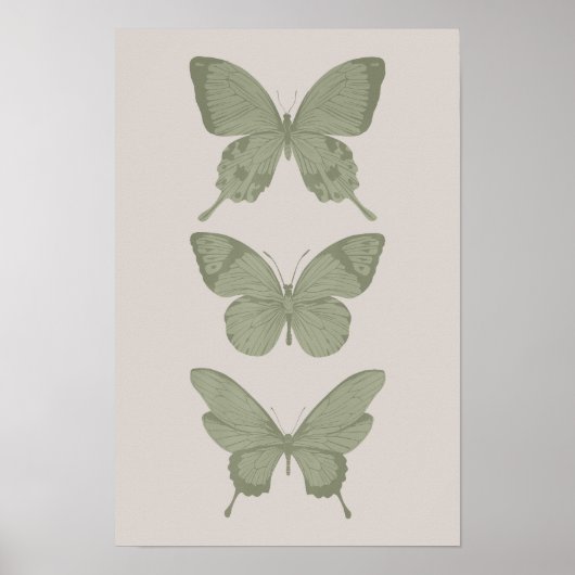 Groene Vlinder Wandkunst Wijze Groene Kunst Print (Voorkant)