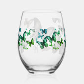 Groene vlinder wijnglas zonder voet (Voorkant)