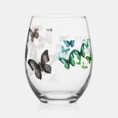 Groene vlinder wijnglas zonder voet (Rechts)