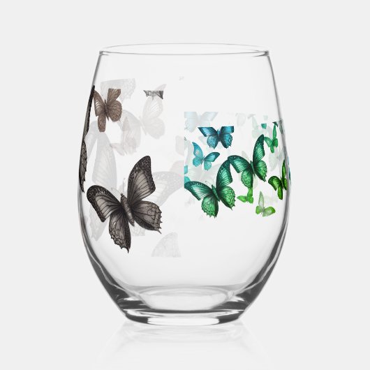 Groene vlinder wijnglas zonder voet (Rechts)