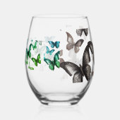Groene vlinder wijnglas zonder voet (Links)