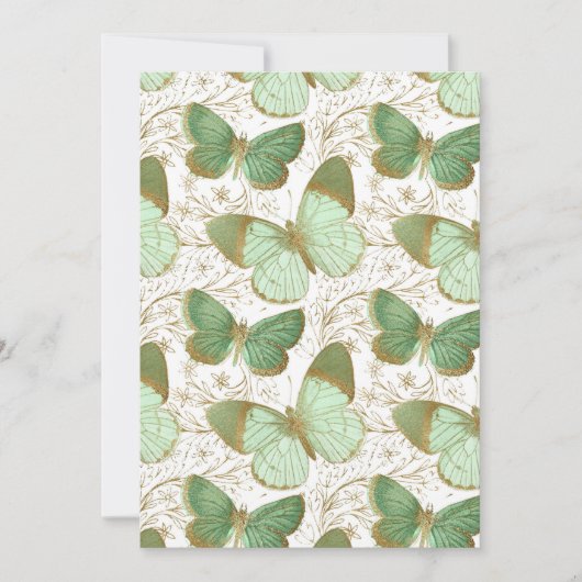 Groene Vlinder Witte Bloem Bloesem Kaart (Voorkant)