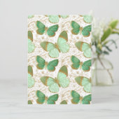 Groene Vlinder Witte Bloem Bloesem Kaart (Staand voorkant)