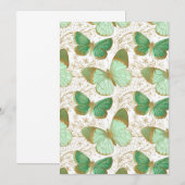 Groene Vlinder Witte Bloem Bloesem Kaart (Voorkant / Achterkant)