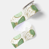 Groene Vlinder Witte Bloem Bloesem Satijnen Lint (Achterkant)