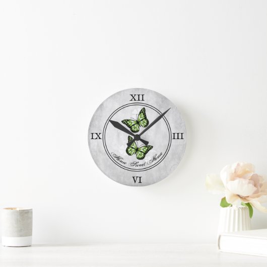 Groene vlinderbloemige acrylwandklok ronde klok (Huis)
