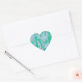 groene vlinders op blauwe achtergrond hart sticker (Envelop)