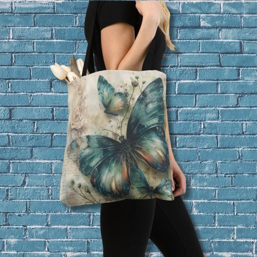 groene vlinders tote bag