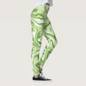 Groene vloeibare Abstracte Wavy Swirl Leggings (Rechts)