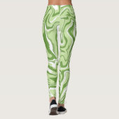 Groene vloeibare Abstracte Wavy Swirl Leggings (Achterkant)