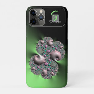 Groene vloeibare fractale monogram iPhone Hoesje